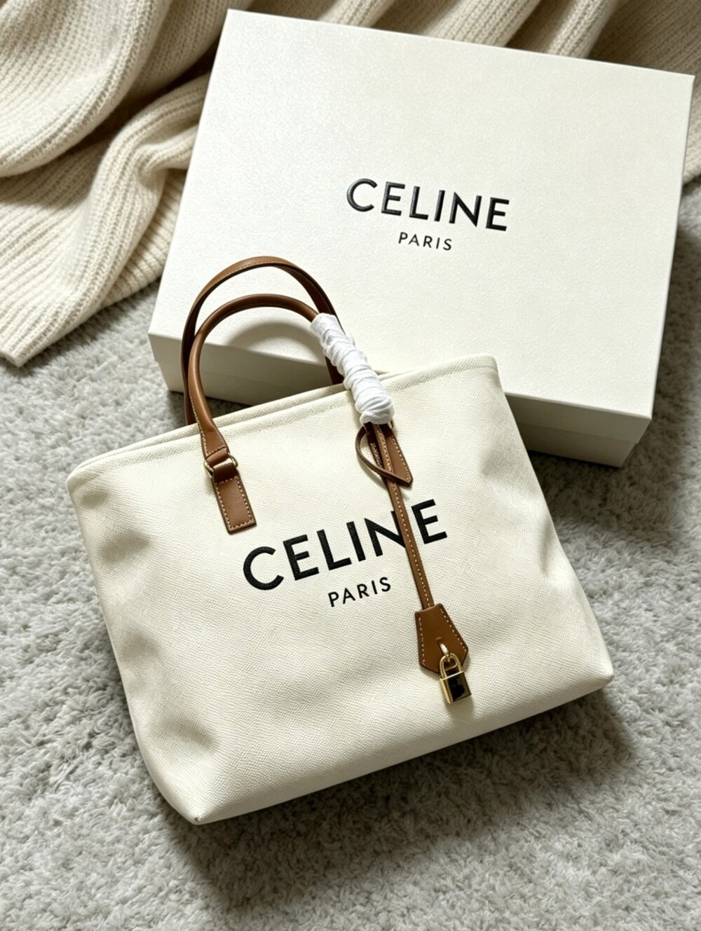 CELINE Cabas de France Canvas Tote Bag - Picture 3 of 6